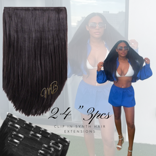 Masikaboutique 24” 3pcs straight clip in hair extensions