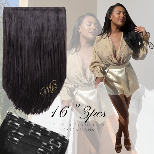 Masikaboutique 16" Clip-in Hair Extensions - 3 Wefts Sleek Straight